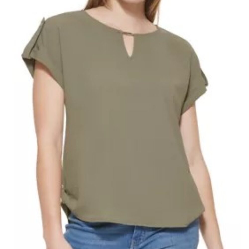 Brand New Calvin Klein Women's Dolman Sleeve Keyhole Top, Size S
